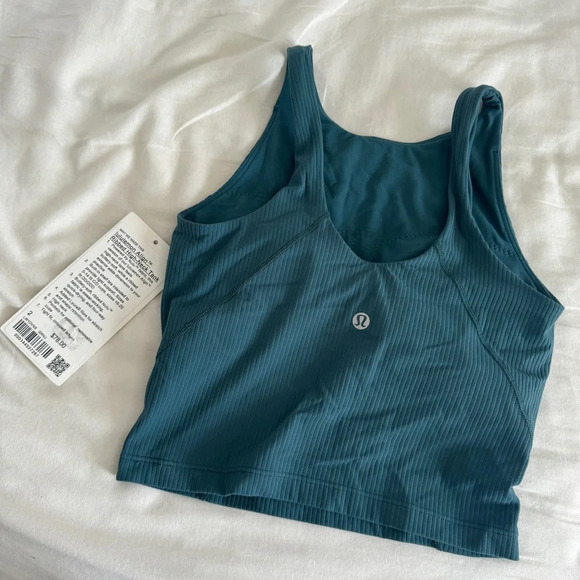 🆕💚 Lululemon Align Ribbed High Neck Tank Top Green Jasper - Picture 4 of 11